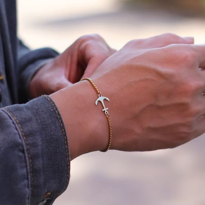 Bracelet Ancre Homme Fin Acier Inoxydable