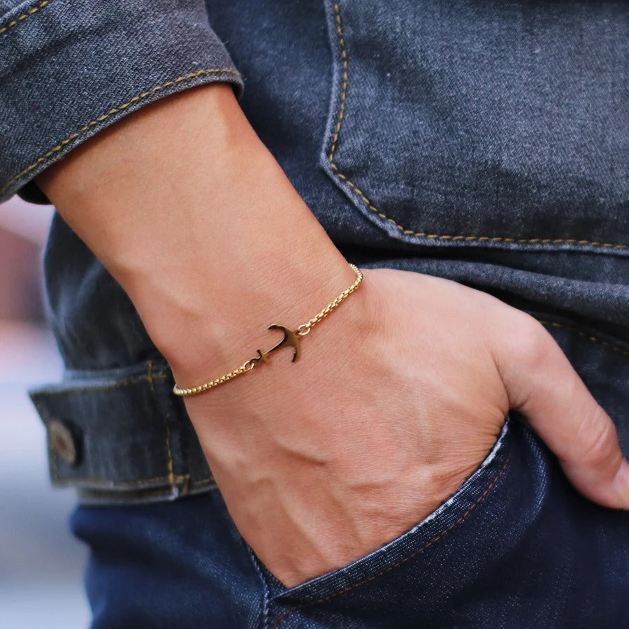 Bracelet Ancre Homme Fin Acier Inoxydable