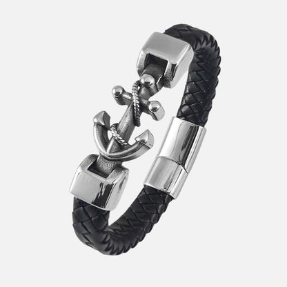 Bracelet Ancre Homme Tressé Noir – Acier Inoxydable