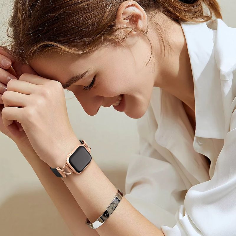 Bracelet Apple Watch Femme Élégance Croisée – Acier Inoxydable