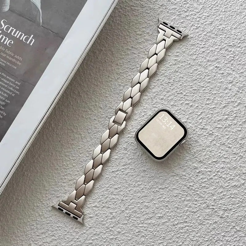 Bracelet Apple Watch Femme Géométrique Chic – Acier Inoxydable