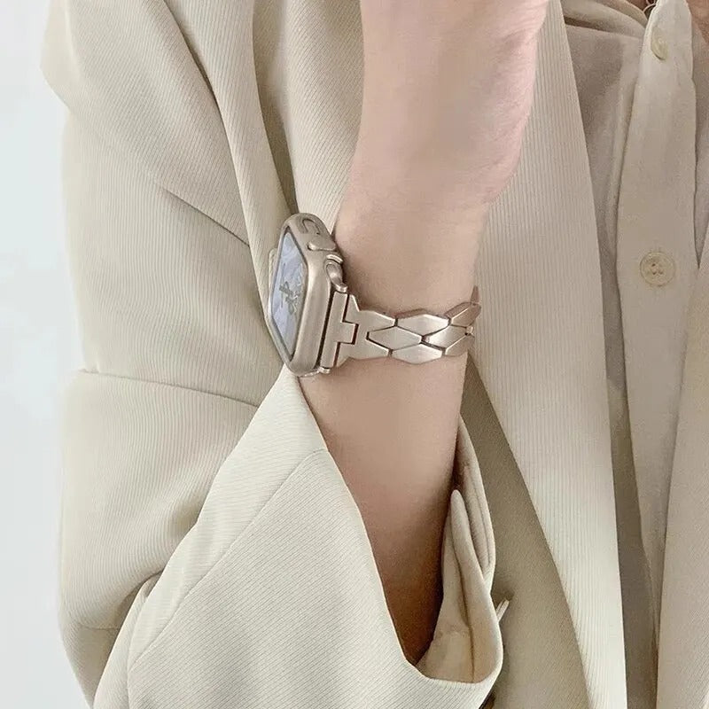 Bracelet Apple Watch Femme Géométrique Chic – Acier Inoxydable
