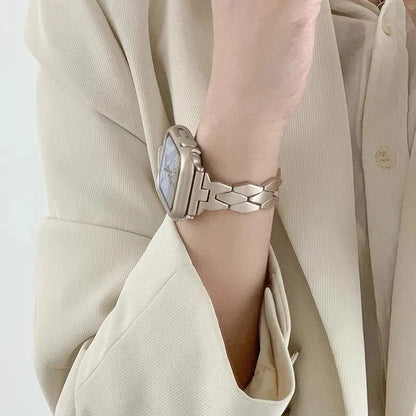 Bracelet Apple Watch Femme Géométrique Chic – Acier Inoxydable