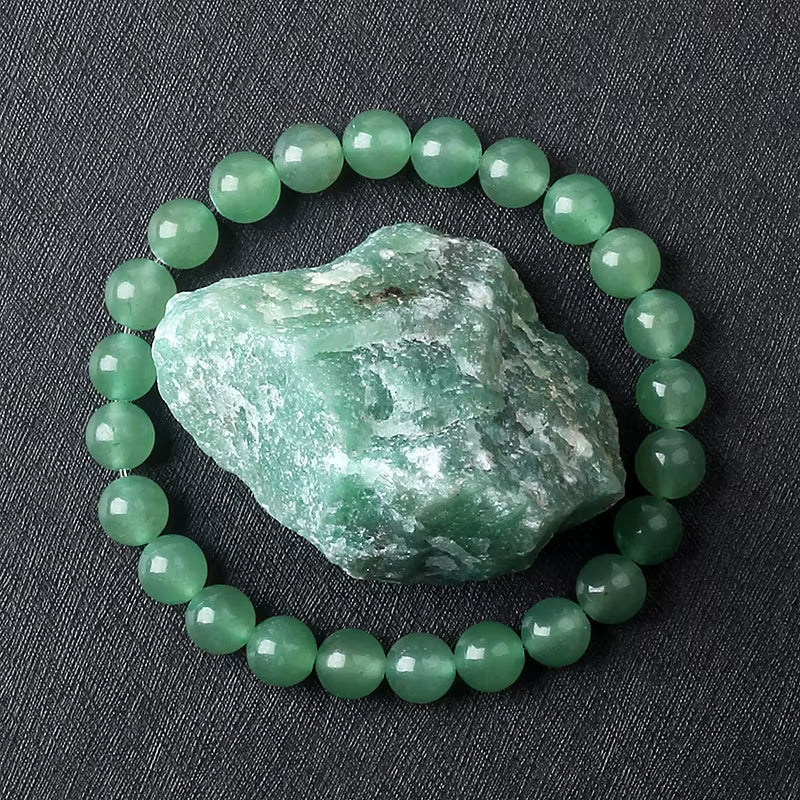 Bracelet Aventurine à Perles Rondes sur fond gris