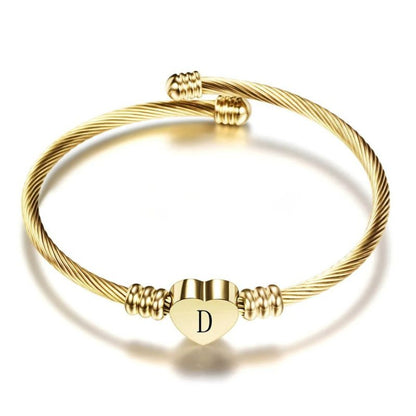 Bracelet Bébé Fille Cœur Initiale