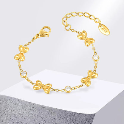 Bracelet Bébé Fille Nœuds Dorés En Acier Inoxydable