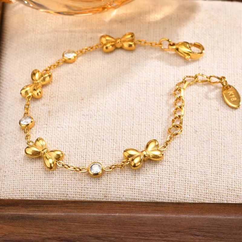 Bracelet Bébé Fille Nœuds Dorés En Acier Inoxydable