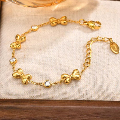 Bracelet Bébé Fille Nœuds Dorés En Acier Inoxydable