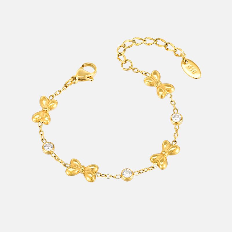 Bracelet Bébé Fille Nœuds Dorés En Acier Inoxydable