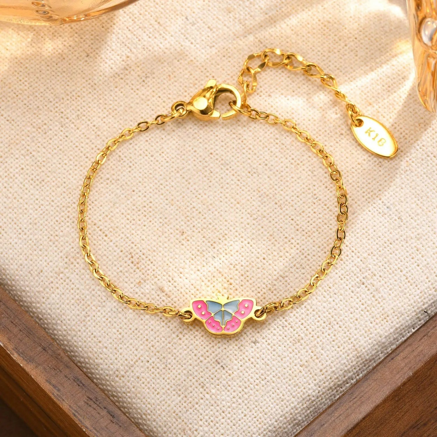 Bracelet Bébé Fille Papillon Doré