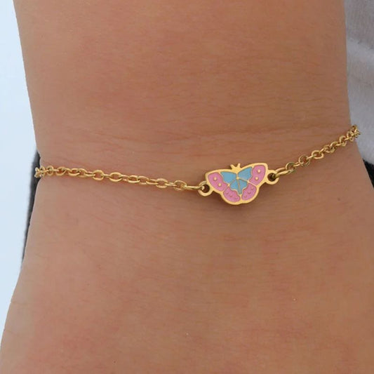 Bracelet Bébé Fille Papillon Doré