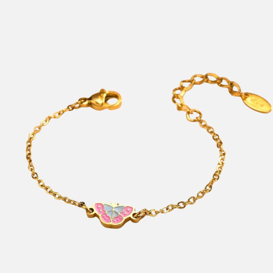 Bracelet Bébé Fille Papillon Doré