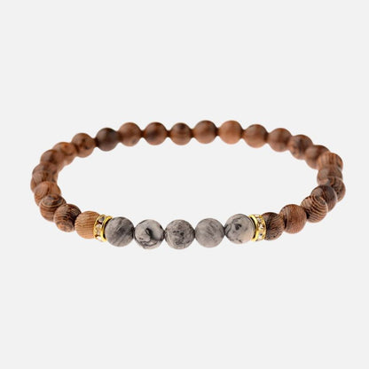 Bracelet Bois Femme Jaspe Gris Veiné