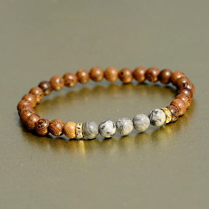 Bracelet Bois Femme Jaspe Gris Veiné