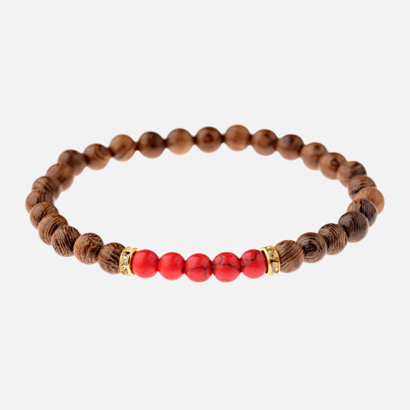 Bracelet Bois Femme Jaspe Rouge Veiné