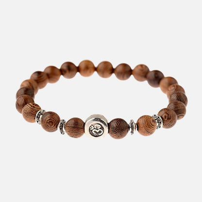Bracelet Bois Femme Perle Om Argentée