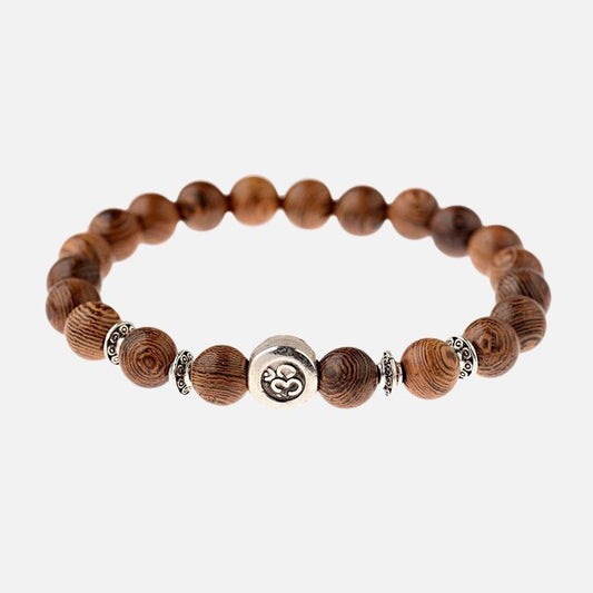 Bracelet Bois Femme Perle Om Argentée
