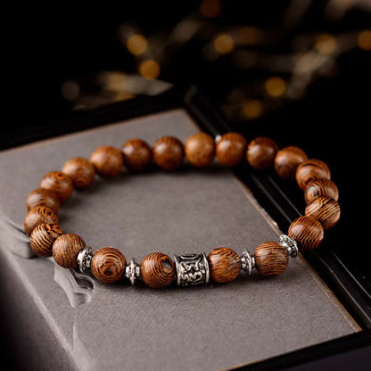 Bracelet Bois Femme Perle Tube Gravée