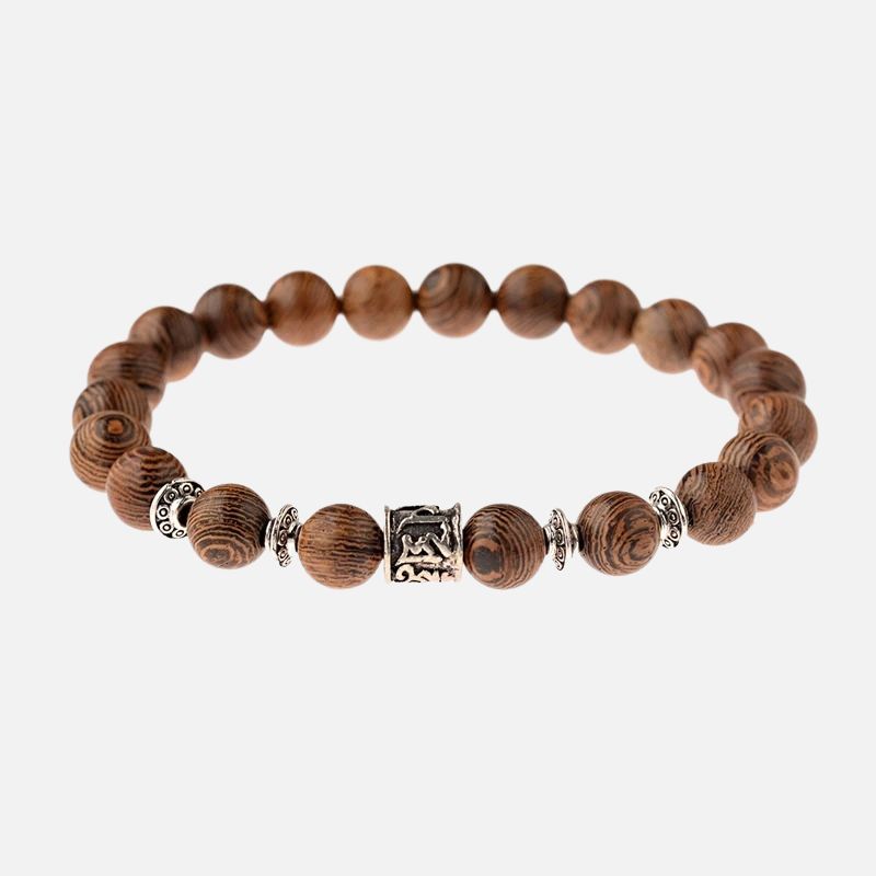 Bracelet Bois Femme Perle Tube Gravée