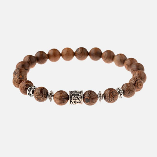 Bracelet Bois Femme Perle Tube Gravée