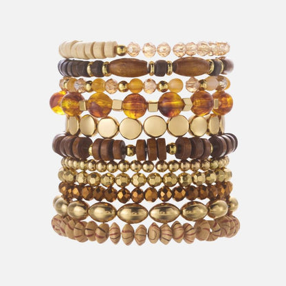 Bracelet Bois Femme Perles Boisées Multirang