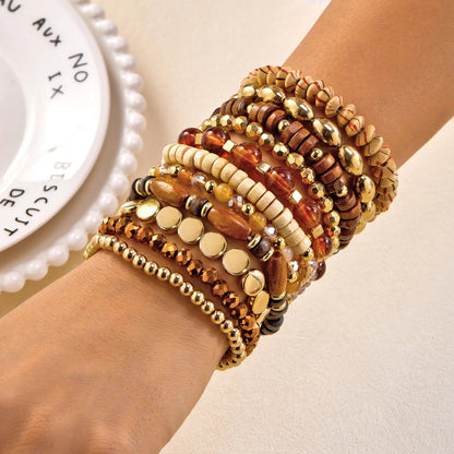 Bracelet Bois Femme Perles Boisées Multirang