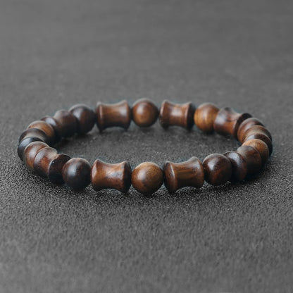 Bracelet Bois Femme Perles Diabolo Veinées