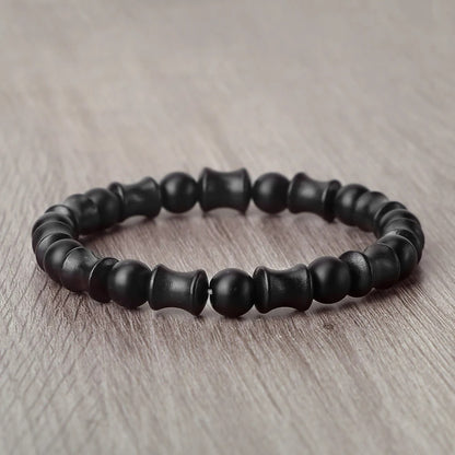 Bracelet Bois Femme Perles Diabolo Veinées