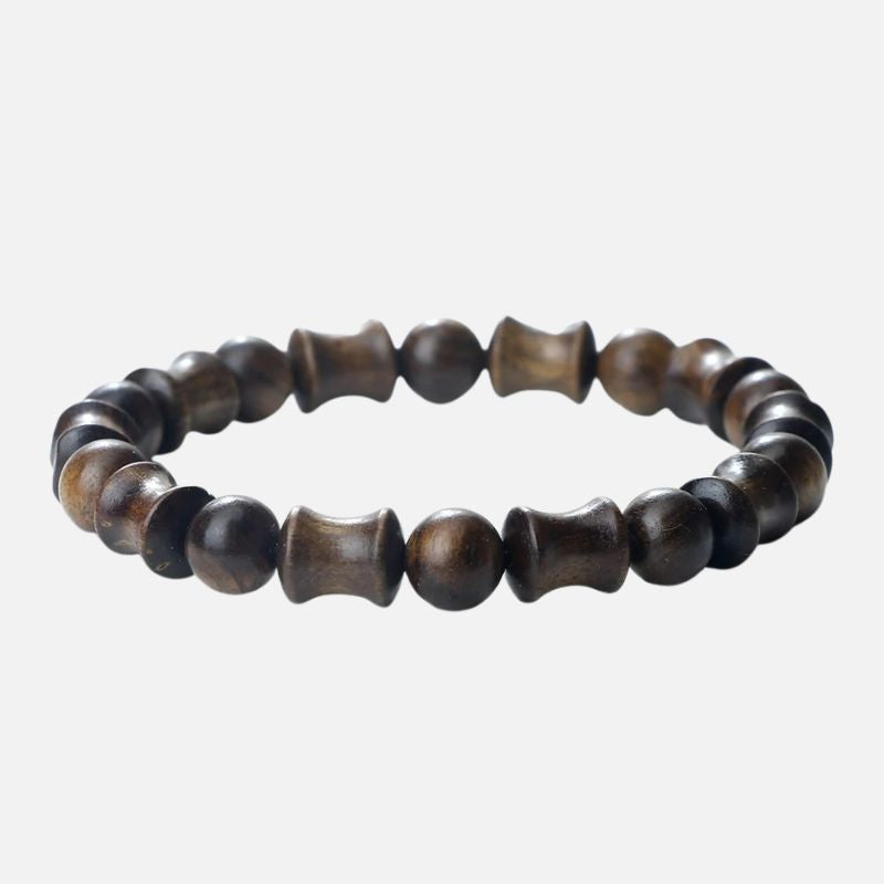 Bracelet Bois Femme Perles Diabolo Veinées