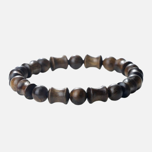 Bracelet Bois Femme Perles Diabolo Veinées