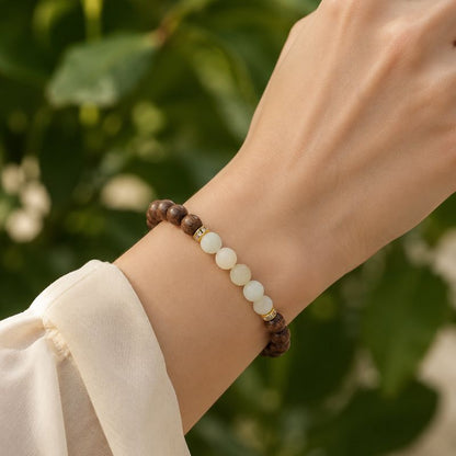 Bracelet Bois Femme Perles Effet Nacré