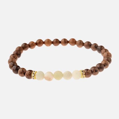 Bracelet Bois Femme Perles Effet Nacré