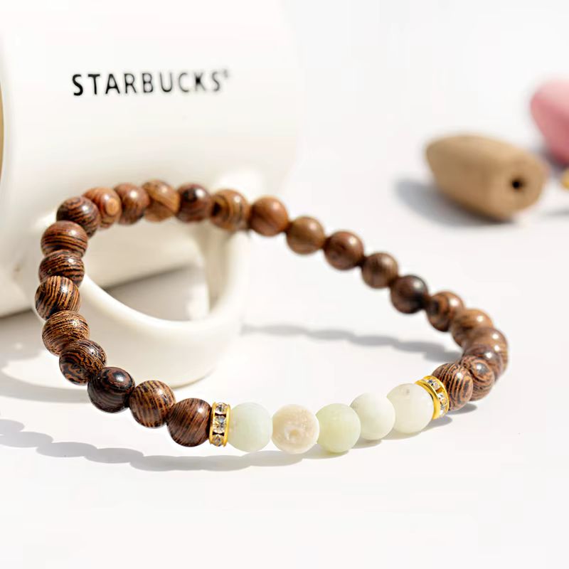 Bracelet Bois Femme Perles Effet Nacré