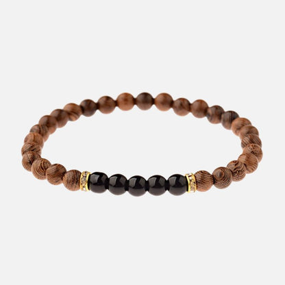 Bracelet Bois Femme Perles D’Onyx Noir