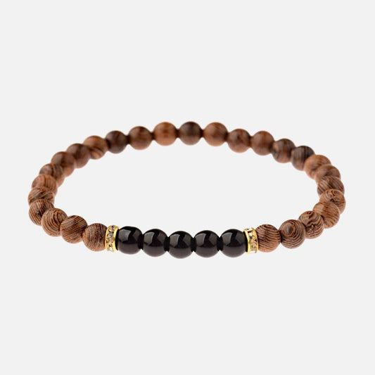 Bracelet Bois Femme Perles D’Onyx Noir