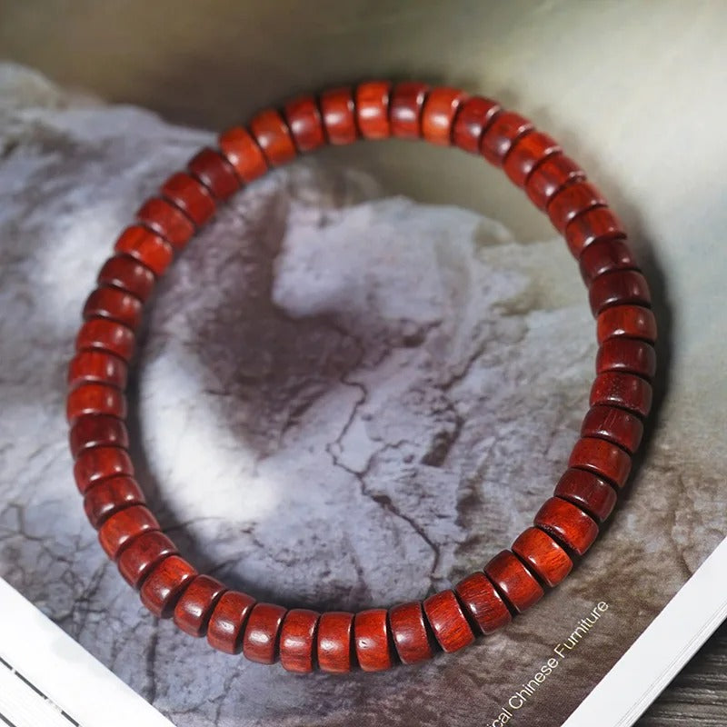 Bracelet Bois Femme Perles Rouges