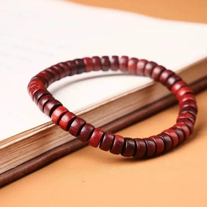 Bracelet Bois Femme Perles Rouges