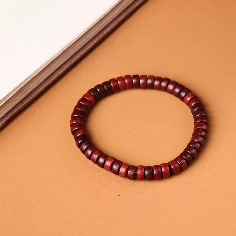 Bracelet Bois Femme Perles Rouges
