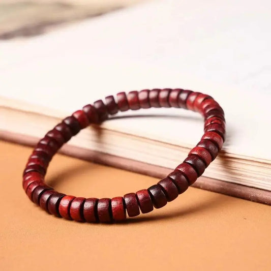Bracelet Bois Femme Perles Rouges