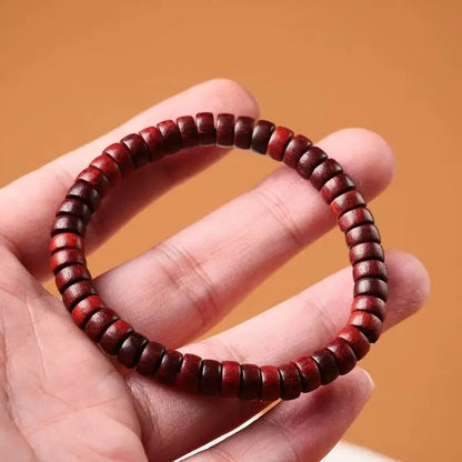 Bracelet Bois Femme Perles Rouges