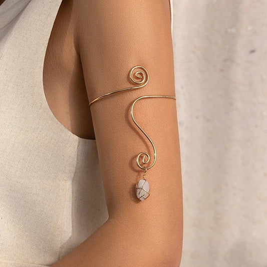 Bracelet de Bras Femme Pierre Blanche