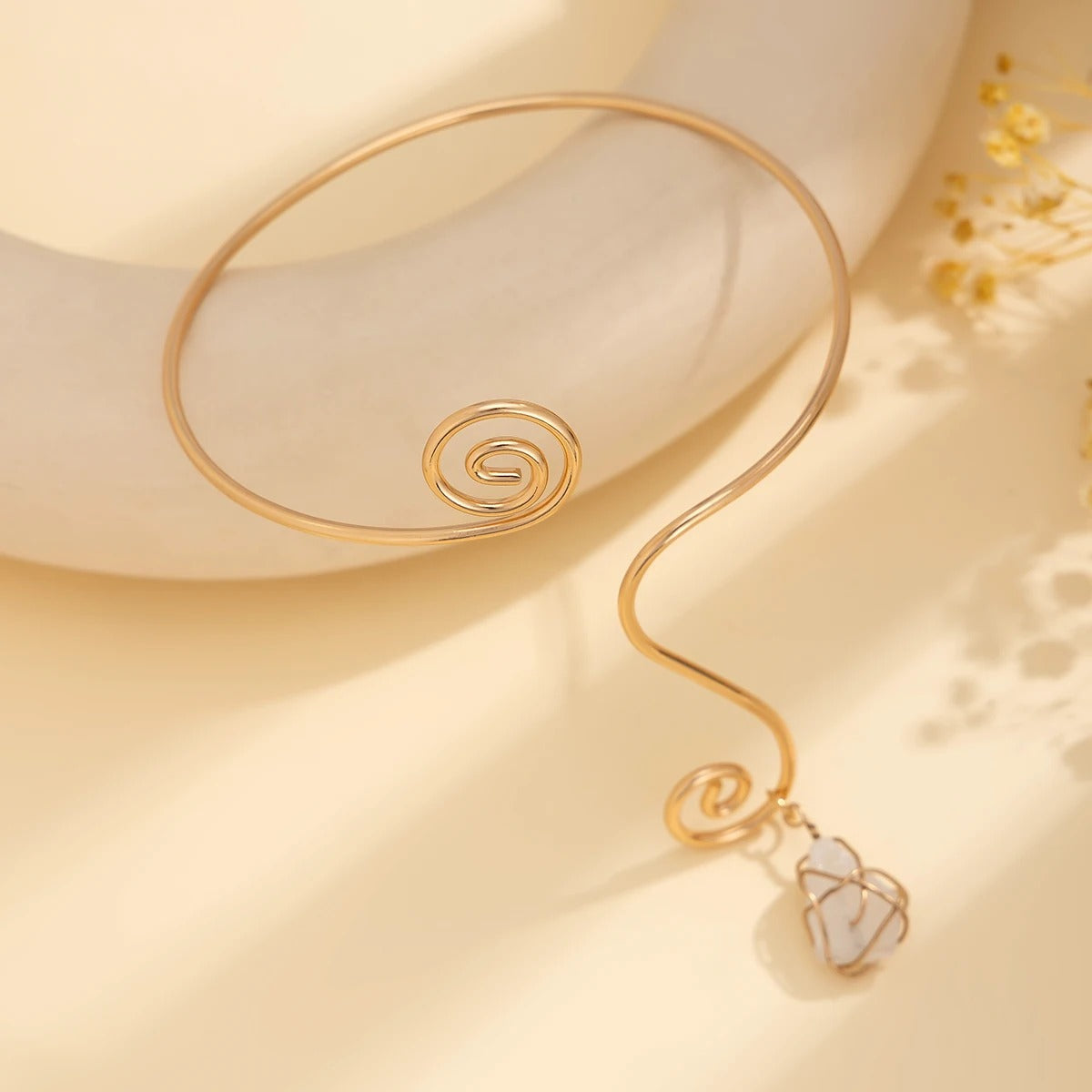 Bracelet de Bras Femme Pierre Blanche