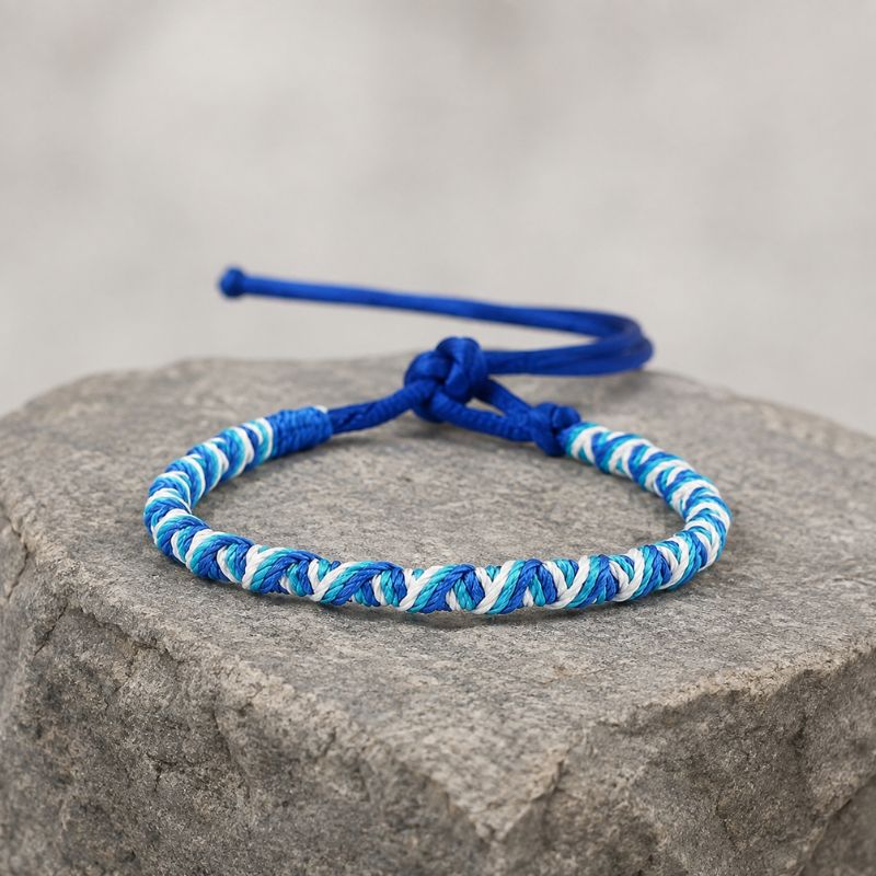 Bracelet Brésilien Homme Bleu Noué Chevrons