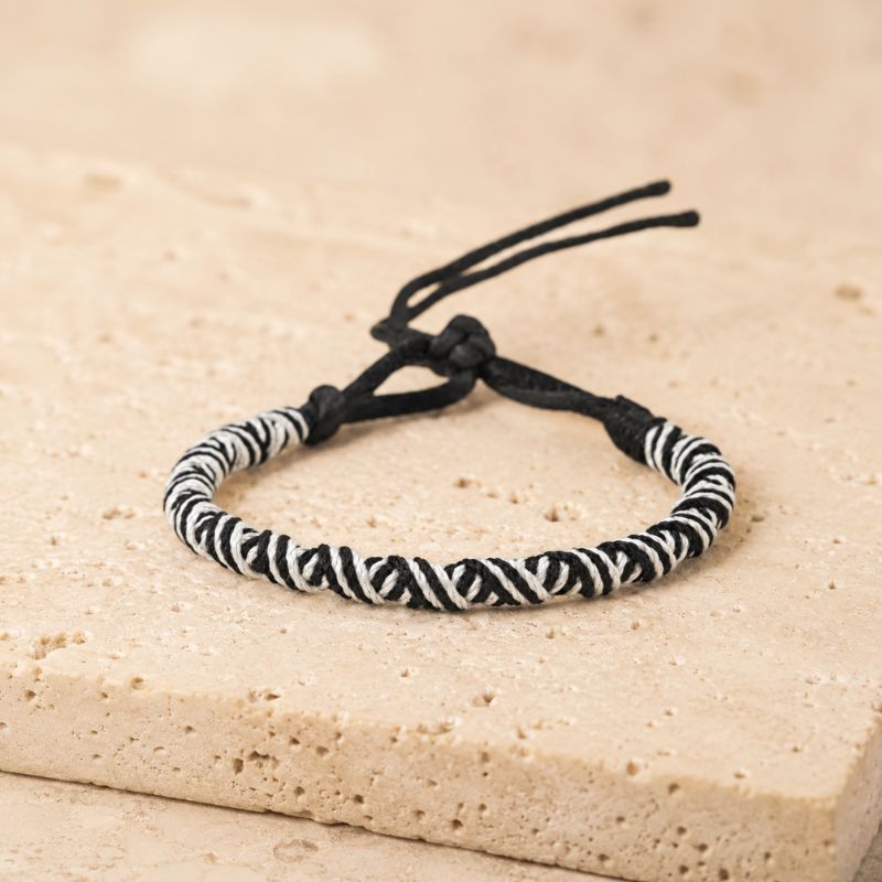 Bracelet Brésilien Homme Corde Noir Blanc