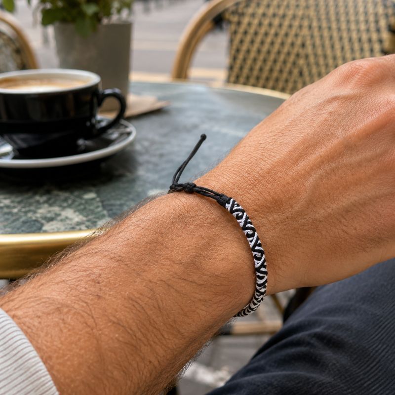 Bracelet Brésilien Homme Corde Noir Blanc