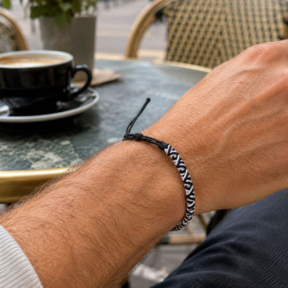 Bracelet Brésilien Homme Corde Noir Blanc