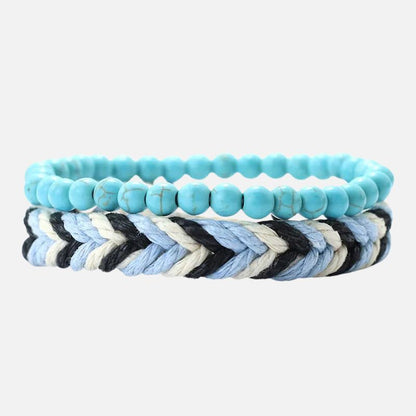 Bracelet Brésilien Homme Duo Perles Et Tressage