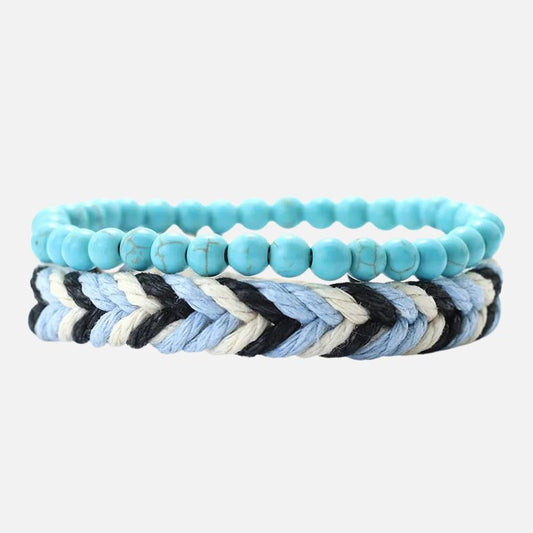 Bracelet Brésilien Homme Duo Perles Et Tressage