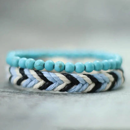 Bracelet Brésilien Homme Duo Turquoise Tressé