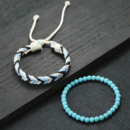 Bracelet Brésilien Homme Duo Turquoise Tressé